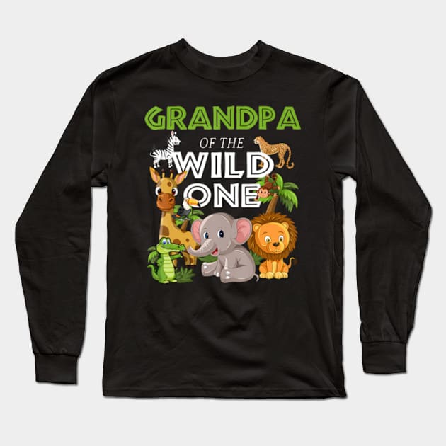 Grandpa of the Wild One Zoo Birthday Jungle Animal Long Sleeve T-Shirt by Eduardo